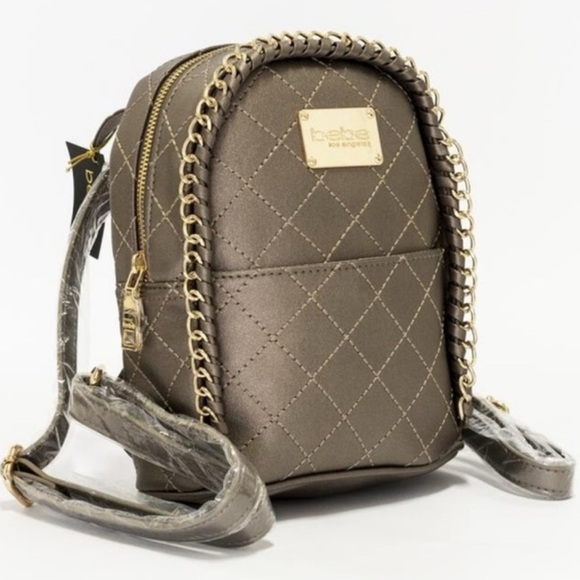 NWT Bebe Mini Quilted Backpack with Chain Trim - Picture 1 of 5